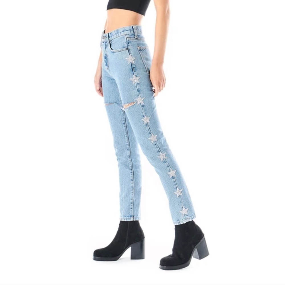 NWT SOLD OUT ALEXANDER EZRA RHINESTONE STAR JEAN